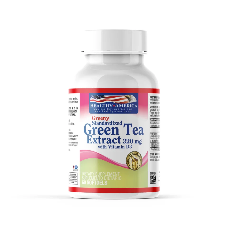 727-1_GREEN_TEA_EXTRACT_320_MG_60_CAPSULAS (1) Extracto de Té Verde 320mg con Vitamina D3 (60 Cápsulas) — Healthy America - Imagen 1